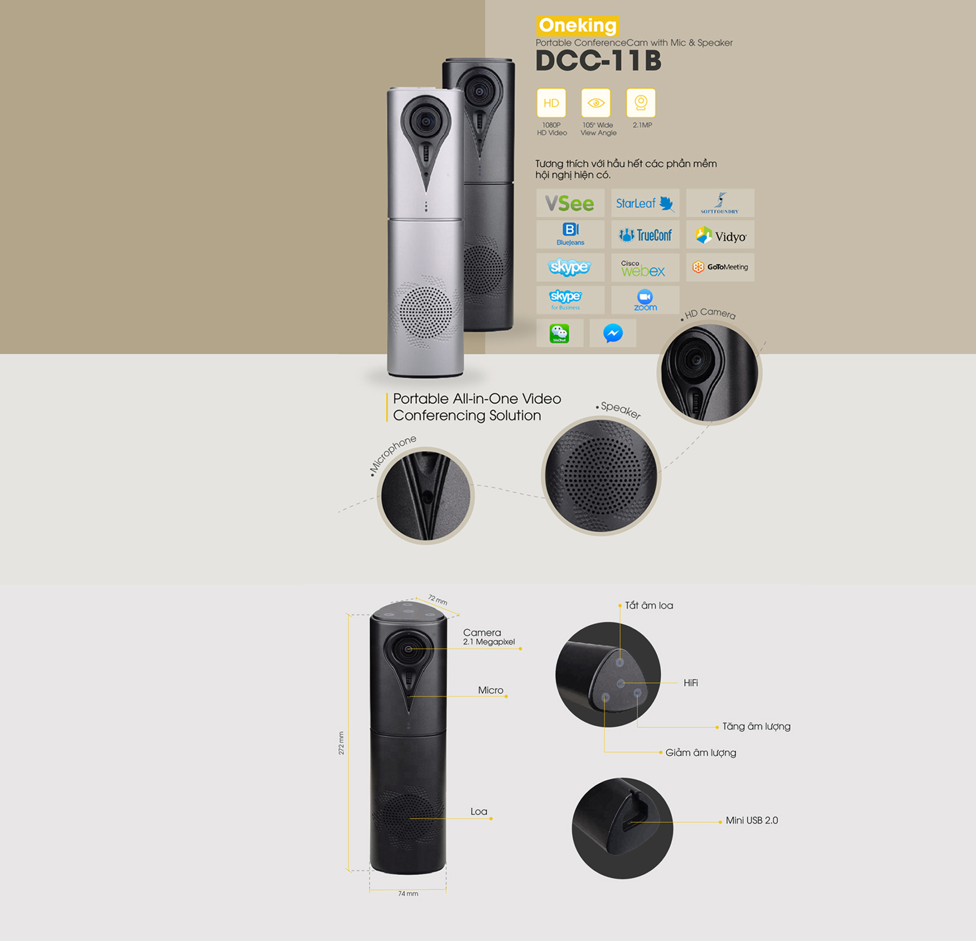 Loa / mic / máy ảnh Oneking-DCC-11B