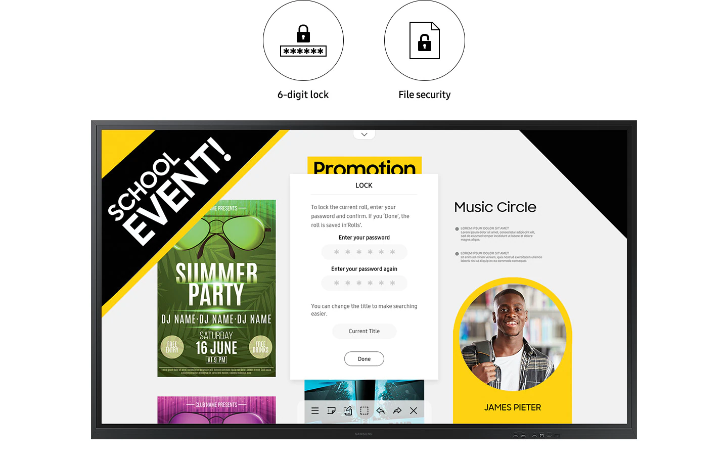 Màn hình tương tác thông minh samsung giúp bảo mật nội dung an toàn
